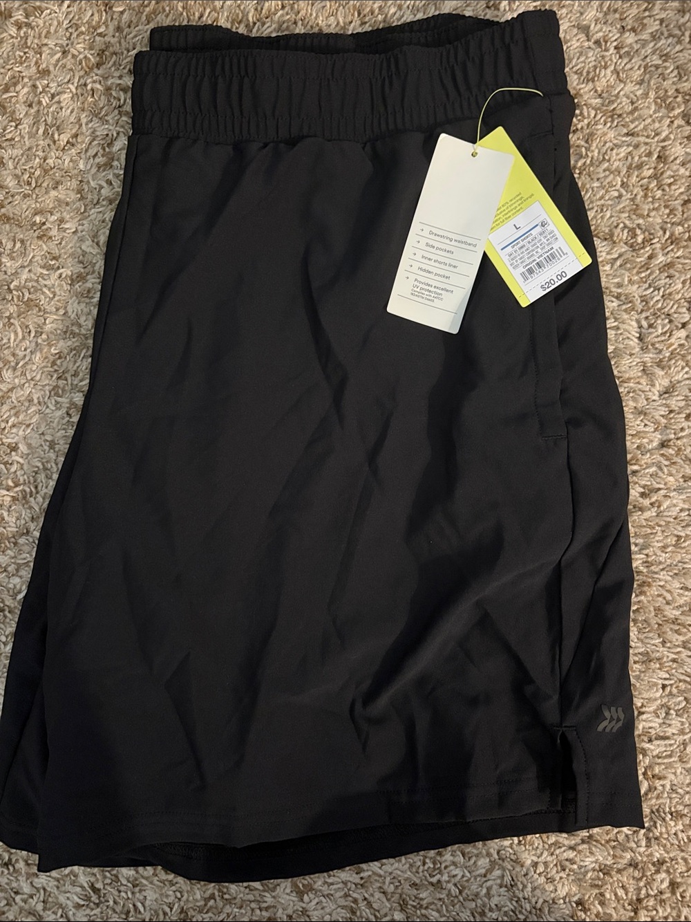 Men’s Black Athletic Skirt with Elastic Waist